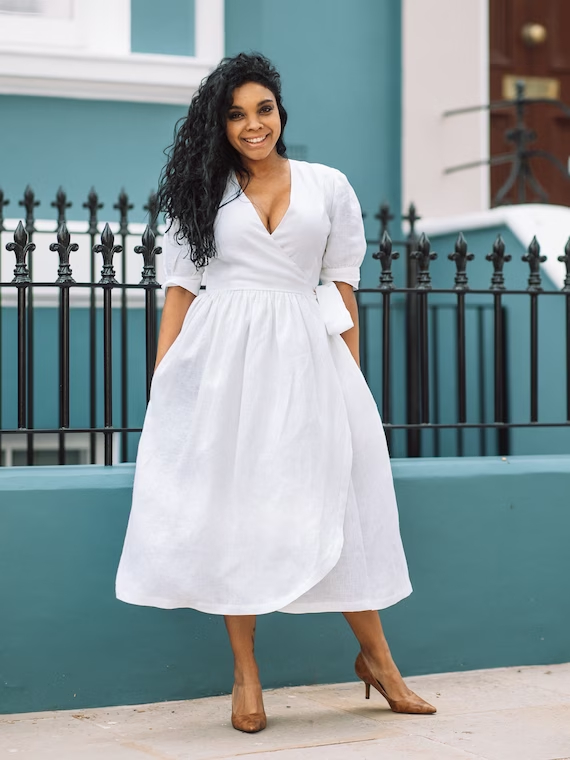 white dresses plus size