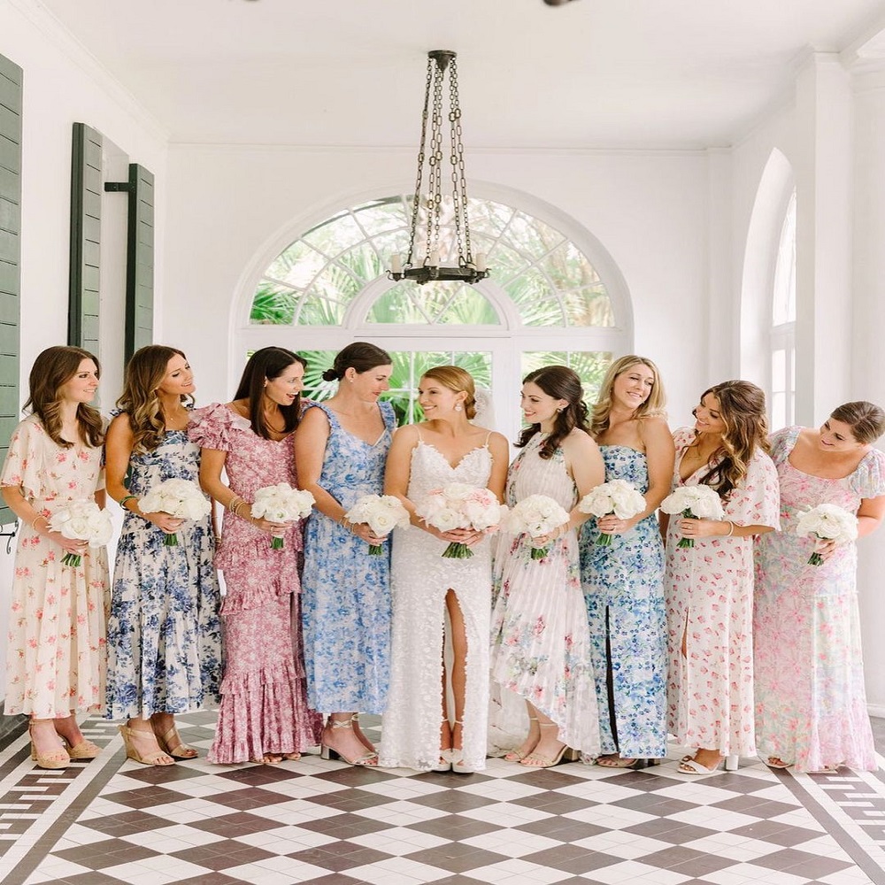 patterned bridesmaid dresses